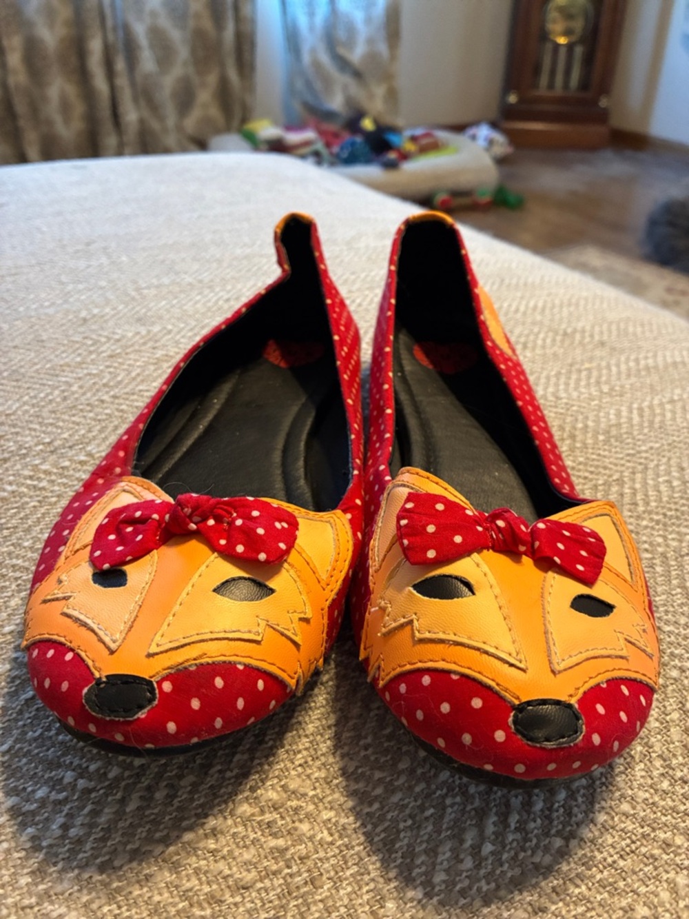 T.U.K Red Polka Dot & Orange Fox Ballerina Flats